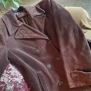 Gap corduroy ribbed brown pea coat. This coat is pre-owned.